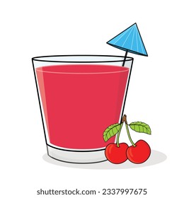 Cherry juice. cherry slice.
cherry flavored drink. cherry vector cartoon icon design illustration