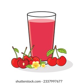 Kirschsaft. Kirschscheibe.
Kirscharoma. Cherry-Vektorgrafik-Icon-Design-Illustration