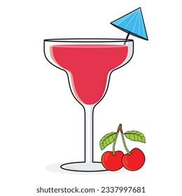 Cherry juice. cherry slice.
cherry flavored drink. cherry vector cartoon icon design illustration