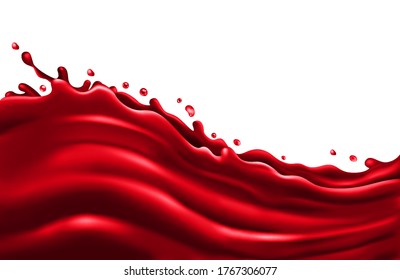 Cherry Juice Splash Wave On A White Background