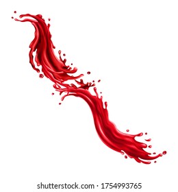 Kirschsaft spritzt auf weißem Hintergrund