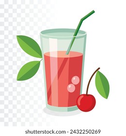 Ilustración vectorial de jugo de cereza sobre fondo transparente