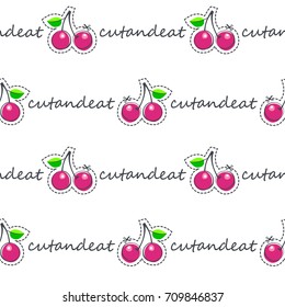 Cherry juicy fruit. Vector illustration of seamless pattern.
