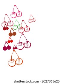 cherry juicy fruit vector line bright colorful card background