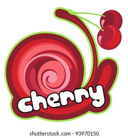 Cherry label. Background for design of packing. Vector illustration.
