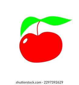 cherry with leaf isolated background