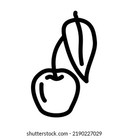 cherry leaf line icon vector. cherry leaf sign. isolated contour symbol black illustration