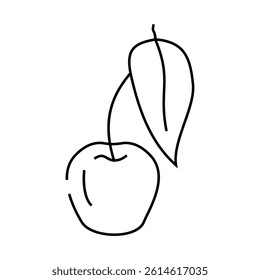 cherry leaf line icon vector. cherry leaf sign. isolated contour symbol black illustration