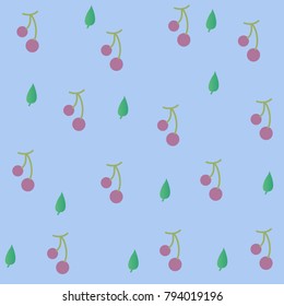 Cherry Leaves Blue background