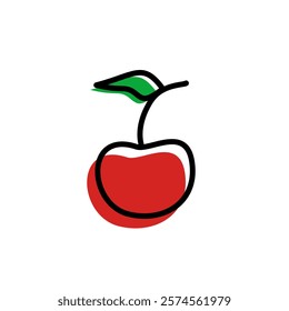 cherry with leaves, cherry fruit design, cherry fruit icon