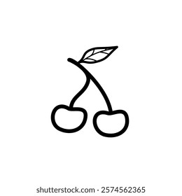 cherry with leaves, cherry fruit design, cherry fruit icon