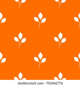 Cherry leaves pattern repeat seamless in orange color for any design. Vector geometric illustration
