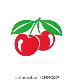 Cherry with leaves. Vector illustration