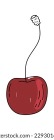 Arte de cerezo en línea Dibujo a mano arte de boceto detallado. Ilustración vectorial