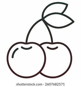 cherry Line art vector icon 