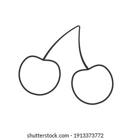 Cherry line icon design isolated. Vector fruit logo