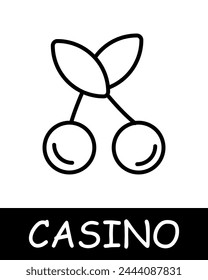 Cherry line icon. Drum, chance, money, chips, croupier, game, loss, cards, winning, luck, cheating, bets, zero. Vector line icon for business and advertising