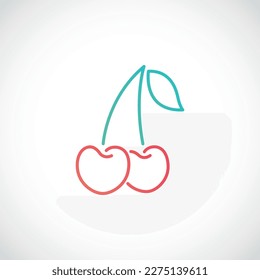 Cherry line icon isolated on white background. Cherries emblem. Stock vector illustration.