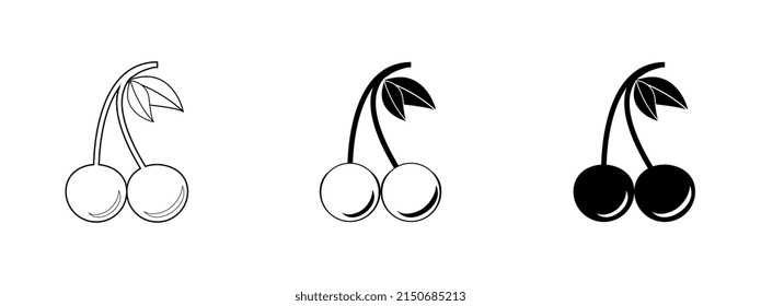 Icono de línea de cerezo, signo de vector de contorno, pictograma lineal aislado en blanco. Ilustración del logotipo.	