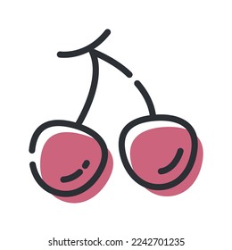 Icono de línea de cerezo, signo de vector de contorno, pictograma lineal aislado en fondo blanco. Ilustración del logotipo