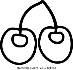 icono de la línea de cerezo, símbolo del vector de contorno, aislamiento del pictograma lineal en blanco. ilustración de logotipo