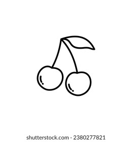 Icono de línea de cereza, ilustración del vector de contorno