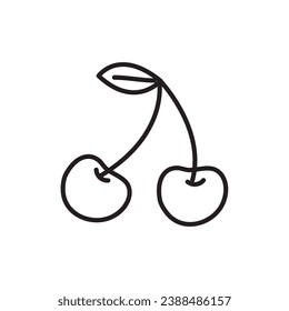 Cherry line icon, outline vector sign, liner icon flat illustration on white background..eps
