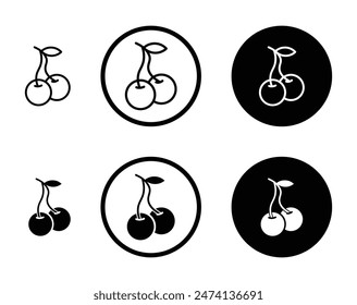 Cherry line icon set. red berry vector icon suitable for apps and websites UI designs.