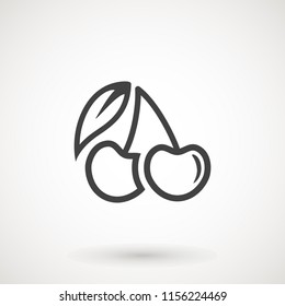 cherry line icon, vector fruit illustration, fresh healthy sweet cherries pictogram isolated on white. logo illustration.