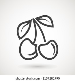 cherry line icon, vector fruit illustration, fresh healthy sweet cherries pictogram isolated on white. logo illustration.