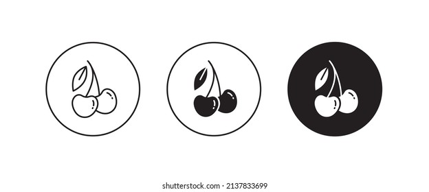 cherry line icon, vector fruit illustration, fresh healthy sweet cherries symbol, logo, illustration, editable stroke, flat design style isolated on white