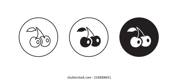 cherry line icon, vector fruit illustration, fresh healthy sweet cherries symbol, logo, illustration, editable stroke, flat design style isolated on white
