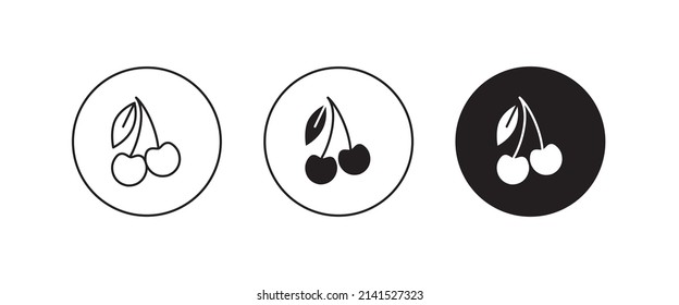 cherry line icon, vector fruit illustration, fresh healthy sweet cherries symbol, logo, illustration, editable stroke, flat design style isolated on white