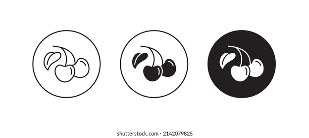 cherry line icon, vector fruit illustration, fresh healthy sweet cherries symbol, logo, illustration, editable stroke, flat design style isolated on white
