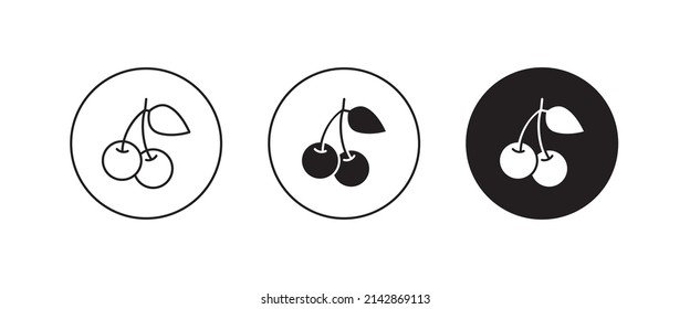 cherry line icon, vector fruit illustration, fresh healthy sweet cherries symbol, logo, illustration, editable stroke, flat design style isolated on white