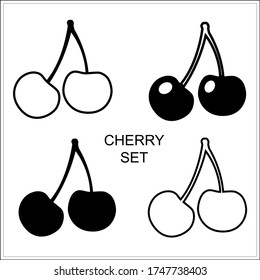 Cherry line icon, vector outline sign, linear pictogram isolated on white. logo illustration. EPS10 vector file, all elements are grouped.