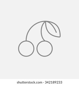 Cherry line icon for web, mobile and infographics. Vector dark grey icon isolated on light grey background.