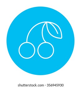 Icono de línea de cerezo para web, móvil e infografía. Icono de blanco vector en el círculo azul claro aislado en fondo blanco.