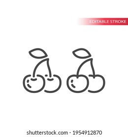 Icono vector de línea de cerezo. Símbolo de contorno de cerezas, trazo modificable.