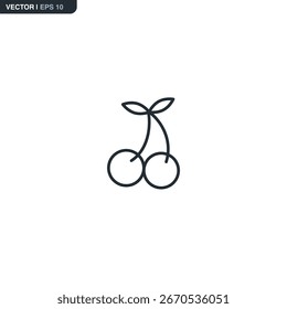 Cherry, sinal de estilo linear para conceito móvel e web design. Símbolo, ilustração de logotipo. Gráficos de vetor perfeitos com pixel