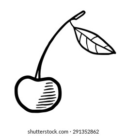 Cherry linocut-like vector drawing icon