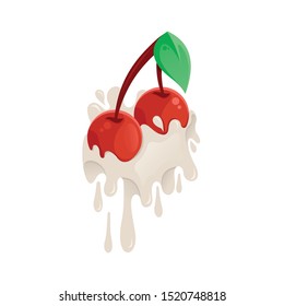 cherry logo design art vetor juice splash