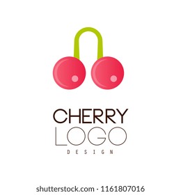 Cherry logo design, creative template for cafe, bar, club, store, package, price tag, flyer vector Illustration on a white background