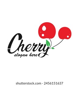 Cherry logo design simple concept Premium Vector