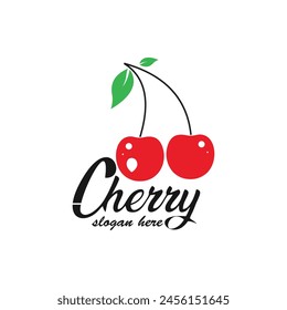 Cherry logo design simple concept Premium Vector