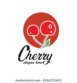 Cherry logo design simple concept Premium Vector