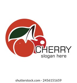 Cherry logo design simple concept Premium Vector