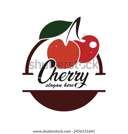 Cherry logo design simple concept Premium Vector