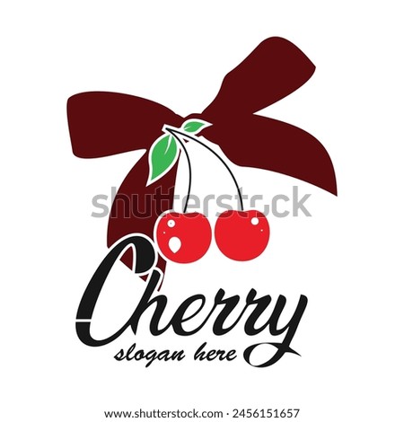 Cherry logo design simple concept Premium Vector