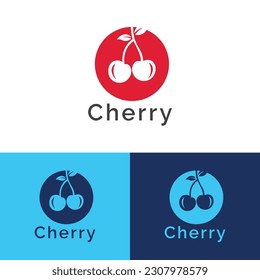 plantilla vectorial de diseño de logotipo de cerezas,
